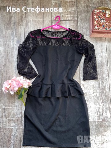 Страхотна нова черна еластична рокля с пеплум на талията , снимка 10 - Рокли - 37246305