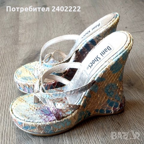 Летни сандали от естествена змийска кожа на платформа, снимка 2 - Сандали - 30220905
