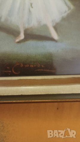 Винтидж картина, щампа, принт на Карлота Едуардс Балетна сцена Лебедово езеро. , снимка 7 - Антикварни и старинни предмети - 42102764