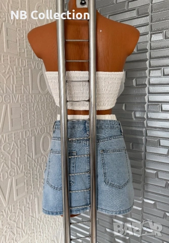 Дамска къса дънкова пола атрактивен модел , снимка 12 - Поли - 50073704
