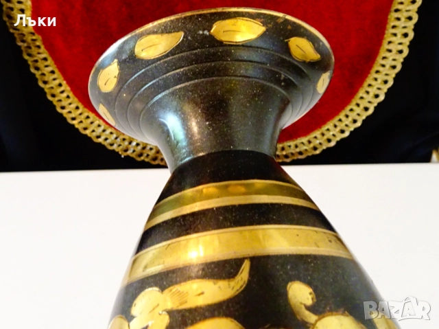 Бронзова ваза,позлата,емайл,38 см.,870 гр. , снимка 6 - Вази - 51635964