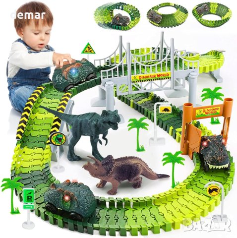 Играчка строител за състезателна писта с динозаври, снимка 1