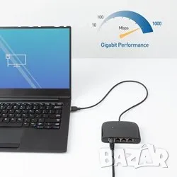 USB 3.1 към 4-портов Gigabit интернет адаптер, снимка 3 - Друга електроника - 48764477