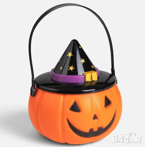 Пластмасова кофичка Trick or Treat – оранжева тиква с шапка Ø15x19 см