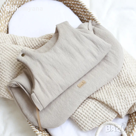 Babyly ленено чувалче 2,0 тог 70 см – бежово, снимка 2 - Спални чували за бебета и деца - 44763731