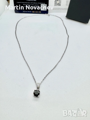 Сребърно колие с мойсанит (Диамант) 1 карат, снимка 5 - Колиета, медальони, синджири - 54090066