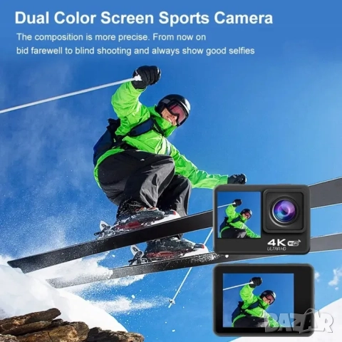 Wifi Екшън камера , водоустойчива 4к камера за видеозаписи, снимка 4 - Камери - 52164460