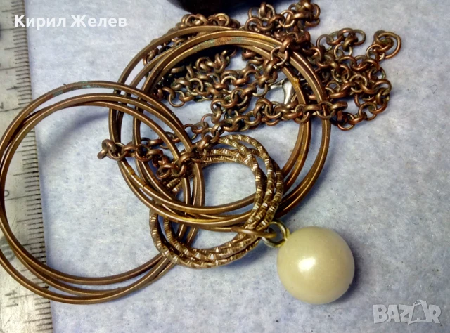 СТИЛНА БРОНЗИРАНА ПЕРЛЕН ТИП ВИНТИДЖ АРТ ОГЪРЛИЦА КОЛИЕ 49818, снимка 8 - Колиета, медальони, синджири - 51279707