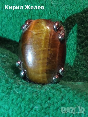 СТАР ПОСРЕБРЕН СКЪПОЦЕНЕН АР ДЕКО ПРЪСТЕН с ЮВЕЛИРНО ШЛИФОВАН НАТУРАЛЕН КАМЪК ТИГРОВО ОКО 26358, снимка 13 - Пръстени - 37395513