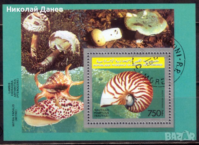 Коморски острови 1992 г Блок "NAUTILUS" Мих. 361А клеймо-СТО