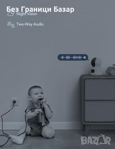 Нова 1080P Двойна Камера за Бебета - Нощно Видение, PTZ, Следене, снимка 7 - Други - 44248104