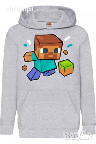 Детски Суитчър/Суитшърт Steve Grassblock Football,Minecraft,Игра,Подарък,Изненада,Забавление,Рожден , снимка 2 - Детски анцузи и суичери - 38328929