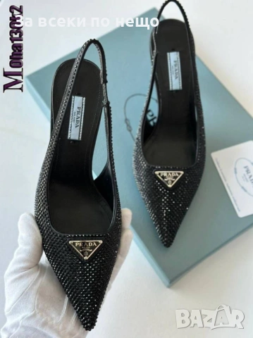 Prada Дамски Обувки На Ток С Кристали Прада - 2 Цвята Код SK600, снимка 6 - Дамски обувки на ток - 53092185