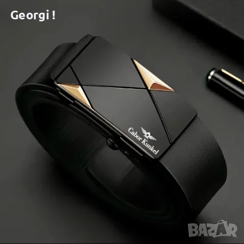 Официални Мъжки колани с 3ри модела автоматична катарама / Черна естествена кожа!!