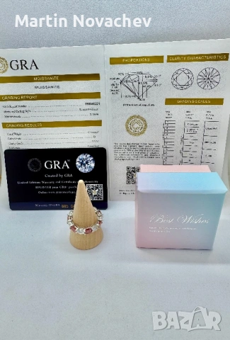 Сребърен пръстен с мойсанит (Диамант) 7 карата, снимка 2 - Пръстени - 54355658