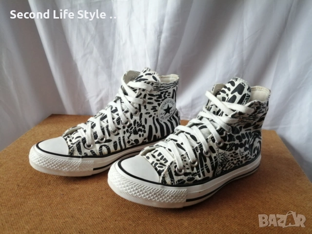 № 35 Converse оригинални дамски кецове с принт зебра, снимка 5 - Кецове - 53372272