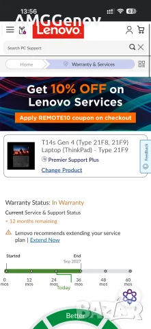 14'FHD+IPS Ryzen 7 Pro-7840u Lenovo Thinkpad T14s Gen4 32GB LPDDR5x 512GB SSD Гаранция 12 Месеца, снимка 10 - Лаптопи за работа - 56140181