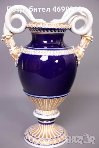 Прекрасна Майсен Meissen ваза кобалт и злато перфектна