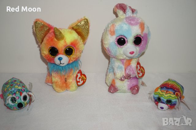 Лот от 4 Плюшени Играчки Beanie Boo's Yips Bloomy Stripes and Kale