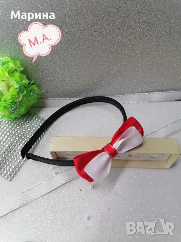 Панделка за коса в бяло и червено., снимка 6 - Аксесоари за коса - 49221922