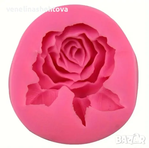 3D Голяма роза с листо Силиконов молд форма за свещи гипс сапун фондан за декорация на торта , снимка 5 - Форми - 48887394