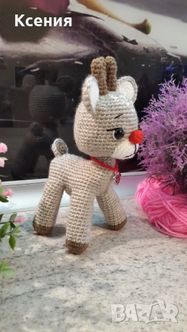 Плетена играчка Елен, Плетени, ръчно изработени, Подарък за Коледа, снимка 7 - Плюшени играчки - 51949320