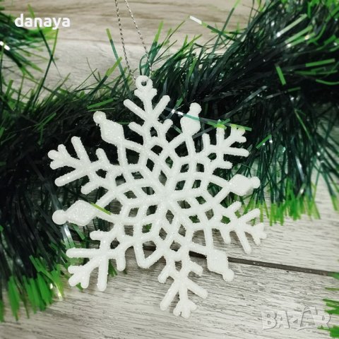 4206 Комплект коледни играчки за елха Снежинки, 6 броя, снимка 2 - Декорация за дома - 42827368