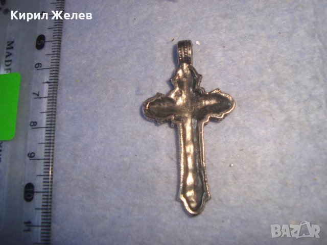 КРАСИВО МЕСИНГОВО РАЗПЯТИЕ НАГРЪДНО КРЪСТЧЕ ПОСРЕБРЕНО 12246, снимка 6 - Други ценни предмети - 36974309