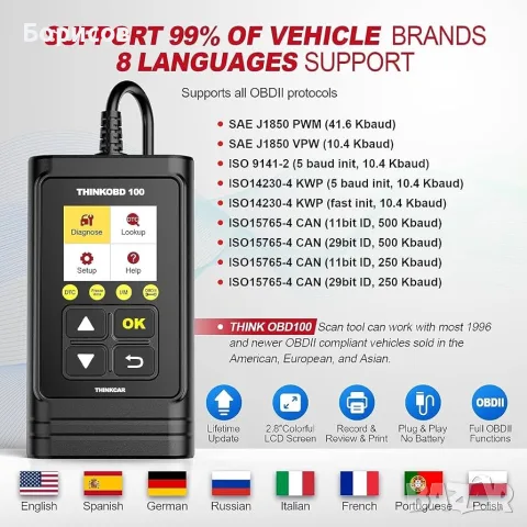 ThinkOBD 100 - Автодиагностика(OBD2 автоскенер), снимка 7 - Аксесоари и консумативи - 56293411