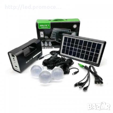 соларна система GDLITE GD-8017A, 3 LED крушки, USB вход, снимка 1