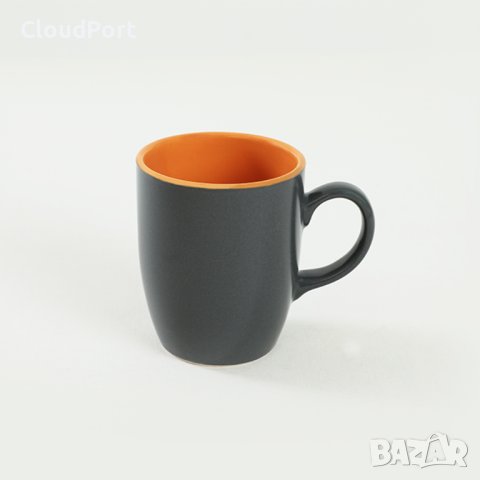 Комплект от 6 чаши, Keramika, керамични, Grey-Orange, 300 ml, 9 cm, снимка 3 - Чаши - 42341818