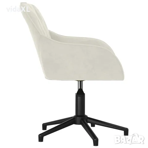 vidaXL Въртящ се офис стол, кремав, кадифе, снимка 4 - Столове за офис - 56147117