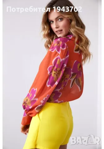 Ефирна дамска риза в оранжев цвят 1726 FASARDI, снимка 3 - Ризи - 47752166