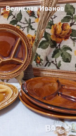 Винтидж Френски керамични чинии за апиритив.4 броя. Перфектно състояние., снимка 4 - Чинии - 47514686