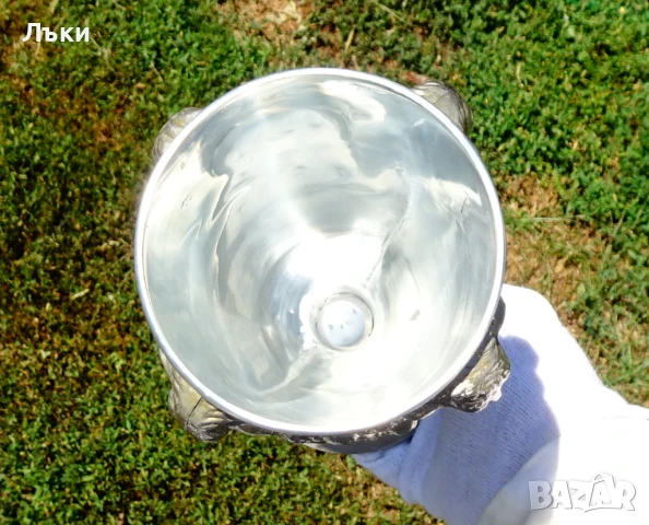 Бокал от калай,чаша за вино,глава на Овен,Ангели,барок., снимка 8 - Антикварни и старинни предмети - 51253524