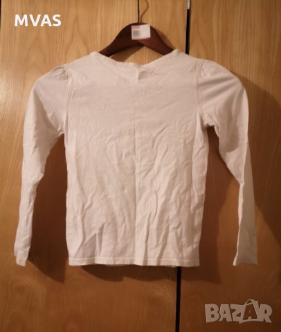 Нова детска бяла блуза с дълъг ръкав с розово 8 9 години 130 см, снимка 2 - Детски Блузи и туники - 32085418