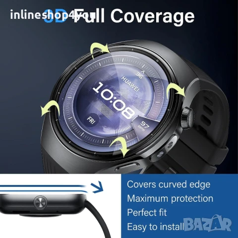 5D Скрийн Протектор за Huawei Watch 5 - 46mm / 42mm, снимка 4 - Фолия, протектори - 50825766