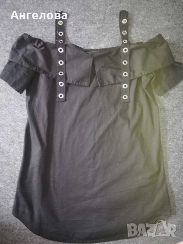 Черна блуза, снимка 1 - Тениски - 29705475