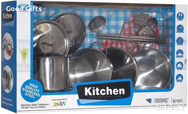 Комплект Детски реалистични готварски съдове, Метални