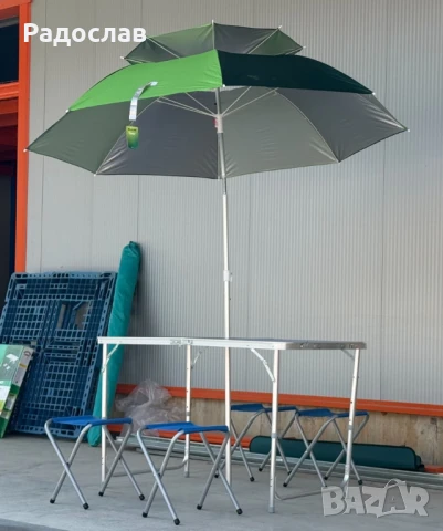 Сгъваема маса с 4 стола и чадър!, снимка 7 - Къмпинг мебели - 50789815