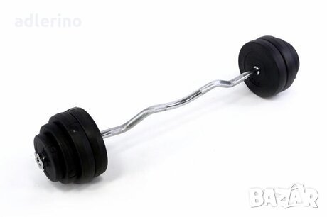 Комплект крив лост 120 см с тежести 55 кг(общо), снимка 2 - Фитнес уреди - 34149573