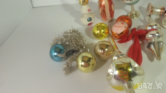 Лот ретро коледни орнаменти от тънко стъкло, снимка 4 - Декорация за дома - 52058870