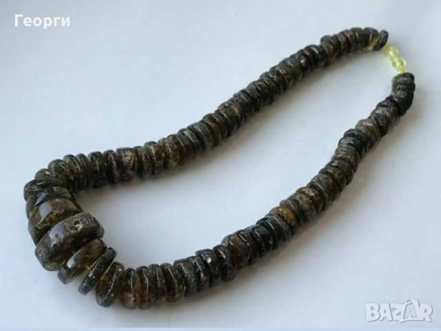 Древен Изключително рядък висококачествен черен Балтийски кехлибар 73.14 грама. , снимка 2 - Колиета, медальони, синджири - 29435155