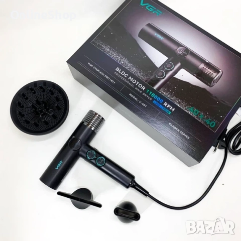 Професионален сешоар VGR с BLDC мотор 110 000 RPM – Йонна технология и дифузер, снимка 4 - Други - 52816266