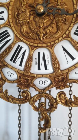 Бронзов рядък стенен механичен швейцарски часовник, снимка 6 - Антикварни и старинни предмети - 42497168