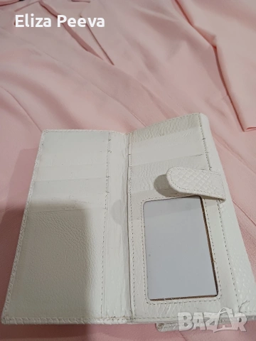 Бяло портмоне от естествена кожа, снимка 3 - Чанти - 53222153