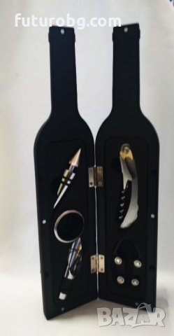 Комплект от 5 аксесоара за вино - във форма на бутилка., снимка 4 - Подаръци за мъже - 31783376