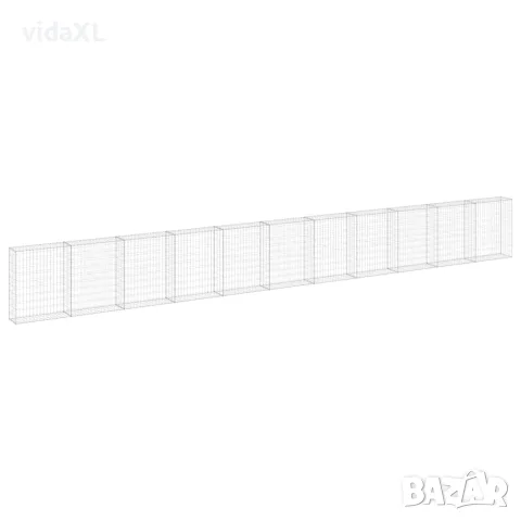 vidaXL Габионна стена с капаци, поцинкована стомана, 900x30x100 см, снимка 1 - Огради и мрежи - 56146100