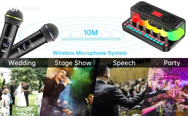Комплект безжични микрофони с двуканална система за управление BeTIM c18 Bluetooth, снимка 7 - Микрофони - 48636582