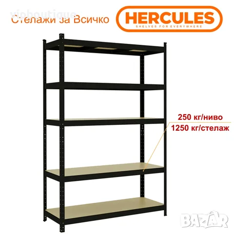 Метален стелаж с МДФ плоскости 5 рафта 120х45х180 см 